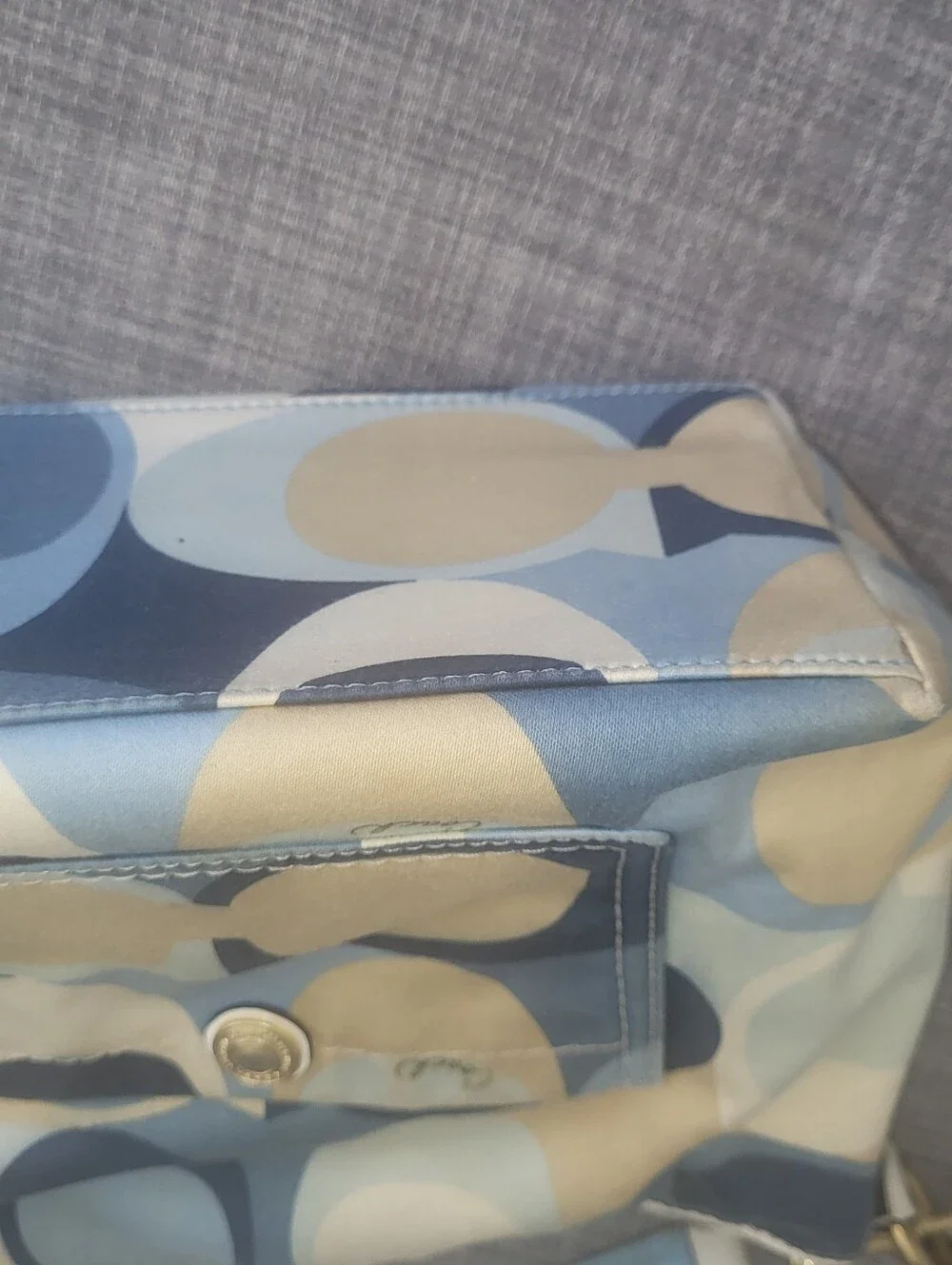 Coach Optic Signature Scarf Print Hobo Shoulder Bag 11955 Blue White Purse